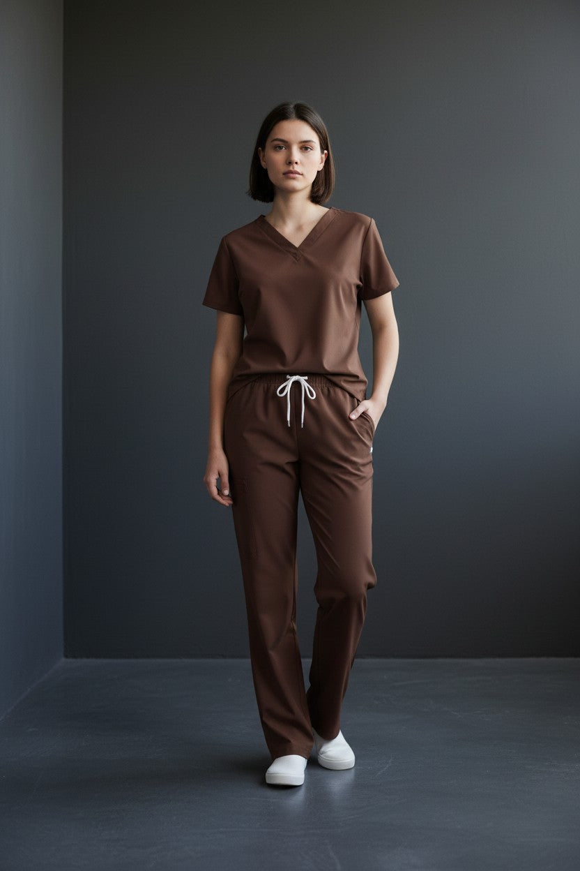 Conjunto de Uniforme Quirúrgico para Mujer Chocolate Chico
