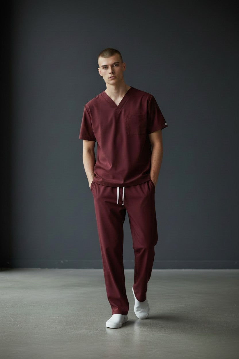 Conjunto de Uniforme Quirúrgico para Hombre Vino Grande